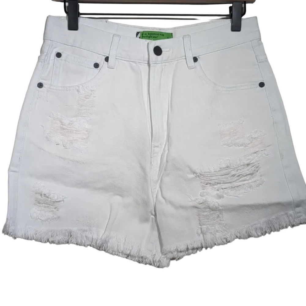 Sandrine Rose Distressed High Rise Shorts Raw Hem NWT